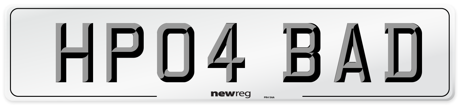 HP04 BAD Number Plate from New Reg